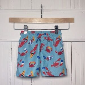 EUC Crab Lobsters Eating Ice Cream & Pizza Elastic Waist Swim Trunks
